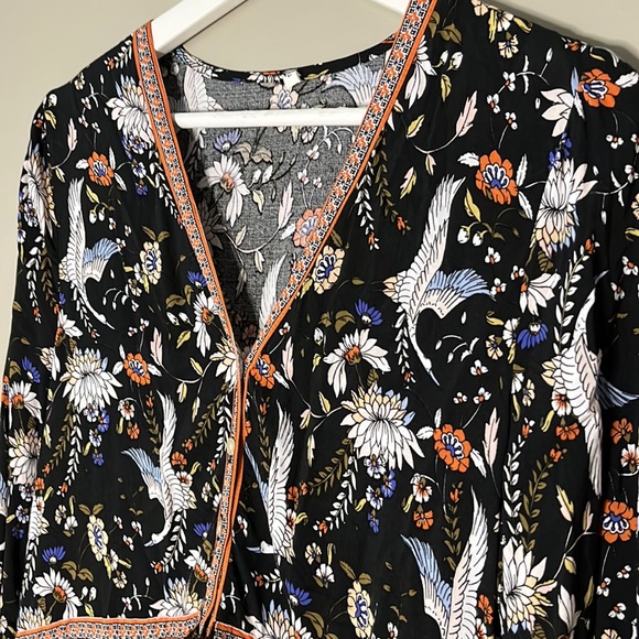 Bird Print Tunic Dress Size L - Picture 2 of 8
